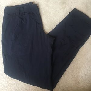 Navy blue polyester trousers